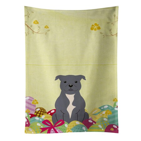 Carolines Treasures Easter Eggs Staffordshire Bull Terrier Blue Kitchen Towel BB6046KTWL